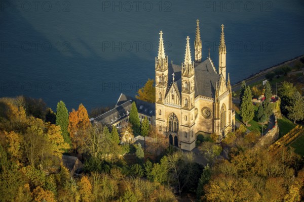 Apollinaris Church, place of worship, Apollinaris slope, on the Rhine, Remagen, Rhine Valley, Rhineland-Palatinate, Germany, Europe, aerial photo, birds-eyes view, aerial photography, aerial photography, overview, bird's eye view