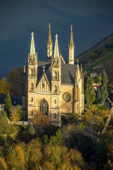Apollinaris Church, place of worship, Apollinaris slope, on the Rhine, Remagen, Rhine Valley, Rhineland-Palatinate, Germany, Europe, aerial photo, birds-eyes view, aerial photography, aerial photography, overview, bird's eye view