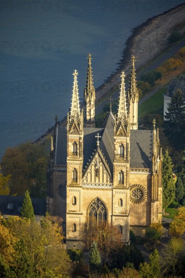Apollinaris Church, place of worship, Apollinaris slope, on the Rhine, Remagen, Rhine Valley, Rhineland-Palatinate, Germany, Europe, aerial photo, birds-eyes view, aerial photography, aerial photography, overview, bird's eye view