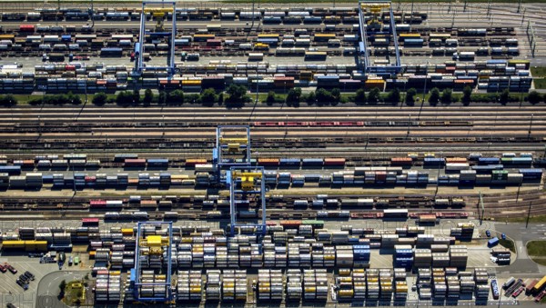 KTL Kombo-Terminal Ludwigshafen, container terminal, logistics, container loading, container, chemical container, Ludwigshafen am Rhein, Rhineland-Palatinate, Germany, Europe, aerial photo, birds-eyes view, aerial photography, aerial photography, overview, overview, bird's eye view