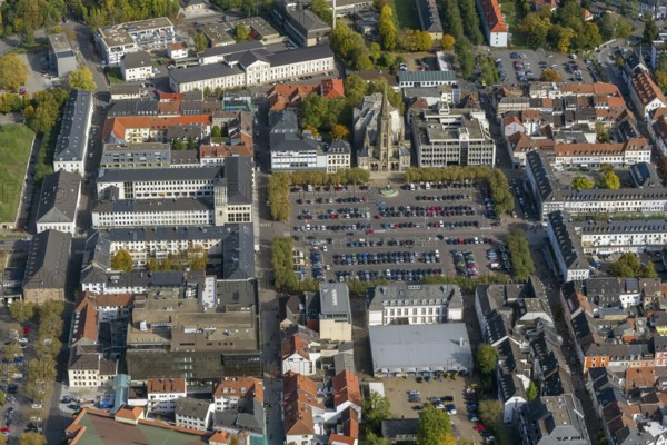 Großer Markt, St. Ludwig Catholic Church, city centre, Saarlouis, Saarbrücken, Saarland, Germany, Europe, aerial view, birds-eyes view, aerial photography, aerial photography, overview, bird's eye view