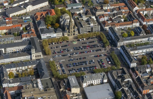 Großer Markt, St. Ludwig Catholic Church, city centre, Saarlouis, Saarbrücken, Saarland, Germany, Europe, aerial view, birds-eyes view, aerial photography, aerial photography, overview, bird's eye view