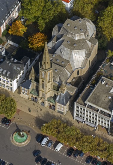 Großer Markt, St. Ludwig Catholic Church, city centre, Saarlouis, Saarbrücken, Saarland, Germany, Europe, aerial view, birds-eyes view, aerial photography, aerial photography, overview, bird's eye view