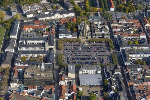 Großer Markt, St. Ludwig Catholic Church, city centre, Saarlouis, Saarbrücken, Saarland, Germany, Europe, aerial view, birds-eyes view, aerial photography, aerial photography, overview, bird's eye view