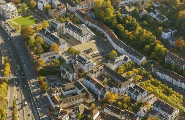 Saarbrücken Castle, Saarbrücken Palace, Saarbrücken Regional Association, at the Old Town Hall, Saarbrücken, Saarland, Germany, Europe, aerial view, birds-eyes view, aerial photography, aerial photography, overview, overview, bird's eye view, state capital