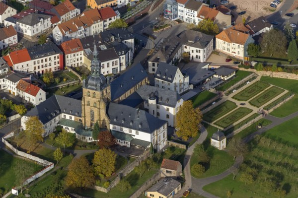 Church and Benedictine Abbey Tholey, Tholey, Saarbrücken, Saarland, Germany, Europe, aerial view, birds-eyes view, aerial photography, aerial photography, overview, overview, bird's eye view