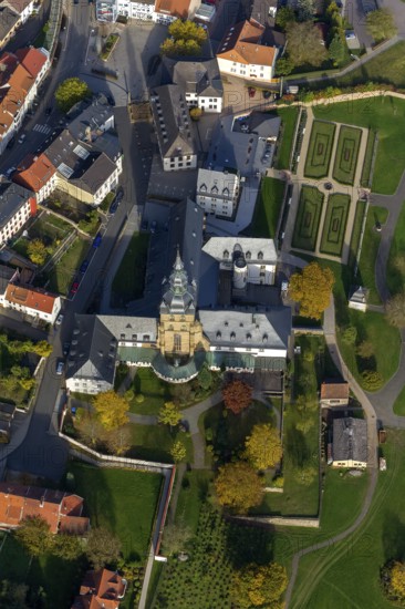 Church and Benedictine Abbey Tholey, Tholey, Saarbrücken, Saarland, Germany, Europe, aerial view, birds-eyes view, aerial photography, aerial photography, overview, overview, bird's eye view