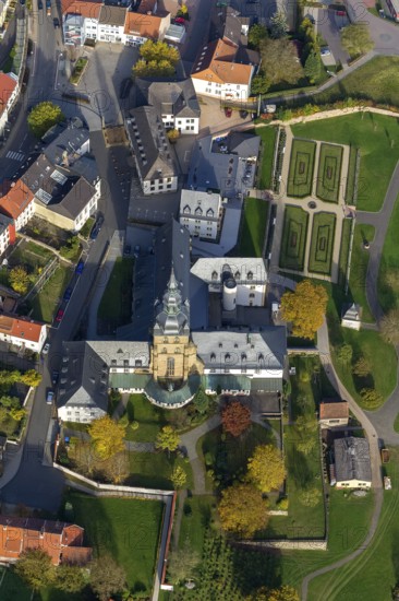 Church and Benedictine Abbey Tholey, Tholey, Saarbrücken, Saarland, Germany, Europe, aerial view, birds-eyes view, aerial photography, aerial photography, overview, overview, bird's eye view