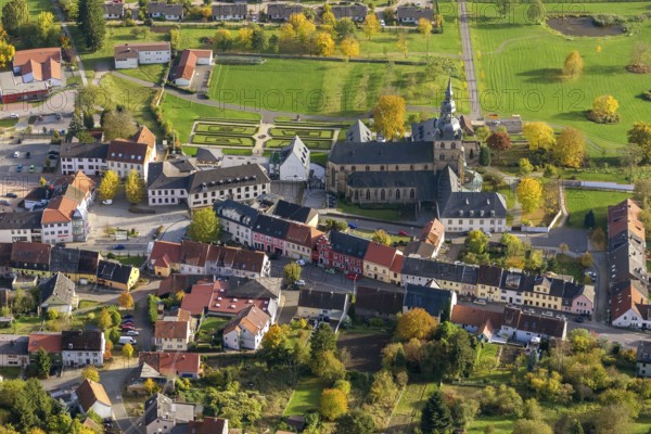 Church and Benedictine Abbey Tholey, Tholey, Saarbrücken, Saarland, Germany, Europe, aerial view, birds-eyes view, aerial photography, aerial photography, overview, overview, bird's eye view