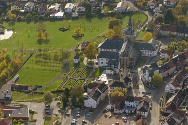 Church and Benedictine Abbey Tholey, Tholey, Saarbrücken, Saarland, Germany, Europe, aerial view, birds-eyes view, aerial photography, aerial photography, overview, overview, bird's eye view