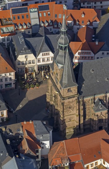 Wendalinusbasilika, basilica, Sankt Wendel, Saarbrücken, Saarland, Germany, Europe, aerial view, birds-eyes view, aerial photography, aerial photography, overview, overview, bird's eye view