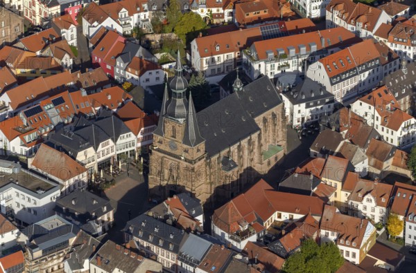 Wendalinusbasilika, basilica, Sankt Wendel, Saarbrücken, Saarland, Germany, Europe, aerial view, birds-eyes view, aerial photography, aerial photography, overview, overview, bird's eye view