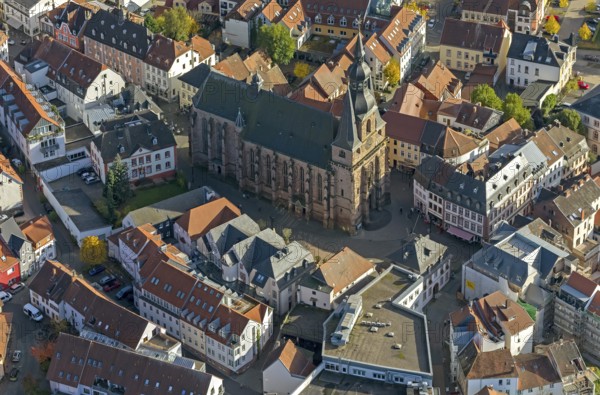 Wendalinusbasilika, basilica, Sankt Wendel, Saarbrücken, Saarland, Germany, Europe, aerial view, birds-eyes view, aerial photography, aerial photography, overview, overview, bird's eye view