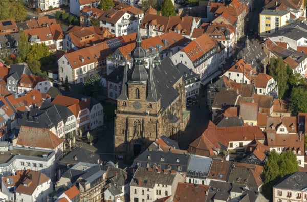 Wendalinusbasilika, basilica, Sankt Wendel, Saarbrücken, Saarland, Germany, Europe, aerial view, birds-eyes view, aerial photography, aerial photography, overview, overview, bird's eye view
