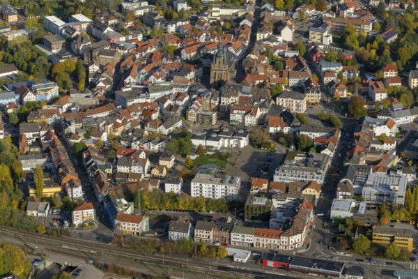 Wendalinusbasilika, basilica, Sankt Wendel, Saarbrücken, Saarland, Germany, Europe, aerial view, birds-eyes view, aerial photography, aerial photography, overview, overview, bird's eye view