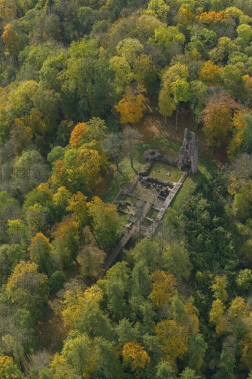 Ruin Dagstuhl next to the Leibniz Centre for Informatics, Wadern, Saarbrücken, Saarland, Germany, Europe, aerial photo, birds-eyes view, aerial photography, aerial photography, overview, overview, bird's eye view