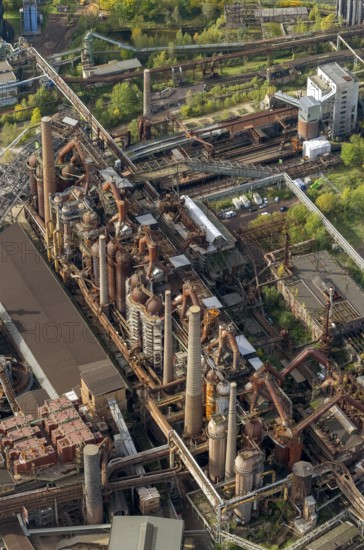 Völklinger Hütte, World Heritage Site, blast furnaces, blast furnace, former steelworks, Völklingen, Saarbrücken, Saarland, Germany, Europe, aerial view, birds-eyes view, aerial photography, aerial photography, overview, bird's eye view