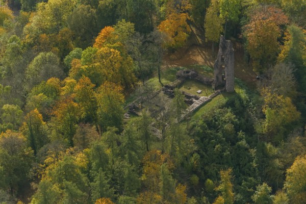 Ruin Dagstuhl next to the Leibniz Centre for Informatics, Wadern, Saarbrücken, Saarland, Germany, Europe, aerial photo, birds-eyes view, aerial photography, aerial photography, overview, overview, bird's eye view