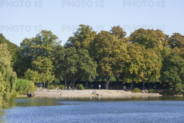 Outer mill pond in Harburg City Park, Harburg, Hamburg, Germany