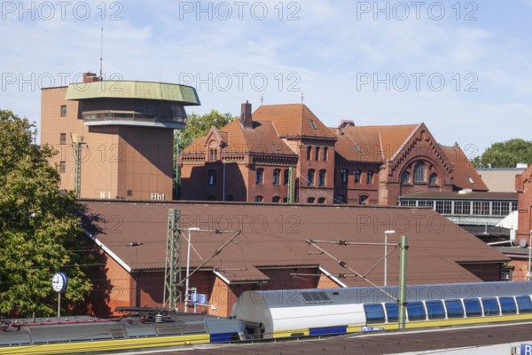 Harburg railway station with local train, Harburg, Hamburg, Germany