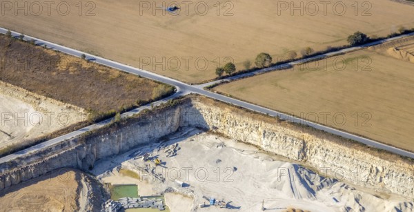 Aerial view, quarry northeast of Anröchte, Angstfeldweg, Anröchte, Soest district, North Rhine-Westphalia, Germany, DE, Europe, Soest-Buch district, SoestBuch district, landscape conservation area, aerial view, aerial photography, aerial photography, nature reserve, quarry, overview, bird's-eye view, overview