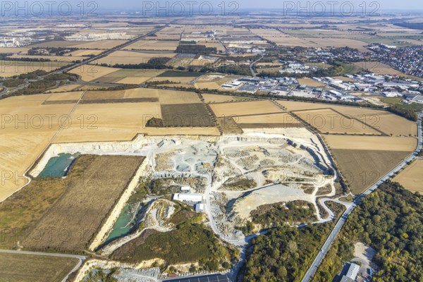Aerial view, quarry Natursteinwerk Rinsche, Klieve, Anröchte, Kreis Soest, North Rhine-Westphalia, Germany, DE, Europe, Kreis-Soest-Buch, KreisSoestBuch, aerial view, aerial photography, aerial photography, natural stone, quarry, overview, bird's-eye view, overview