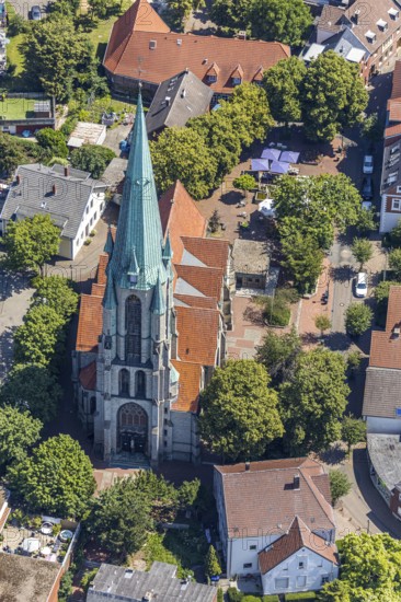Aerial view, catholic church St. Johannes Baptist, Kirchstraße. Altenberge, Münsterland, North Rhine-Westphalia, Germany, Altenberge, place of worship, DE, Europe, religious community, place of worship, church, parish, denomination, aerial view, aerial photography, aerial photography, religion, overview, bird's-eye view, overview