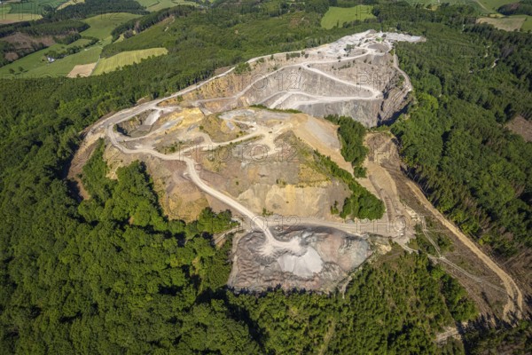 Aerial photo, Heinrich Ebel GmbH quarry, Effenberg plant, Arnsberg, Sauerland, Hochsauerlandkreis, North Rhine-Westphalia, Germany, DE, Europe, aerial photo, aerial photography, aerial photography, quarry, overview, bird's-eye view, overview