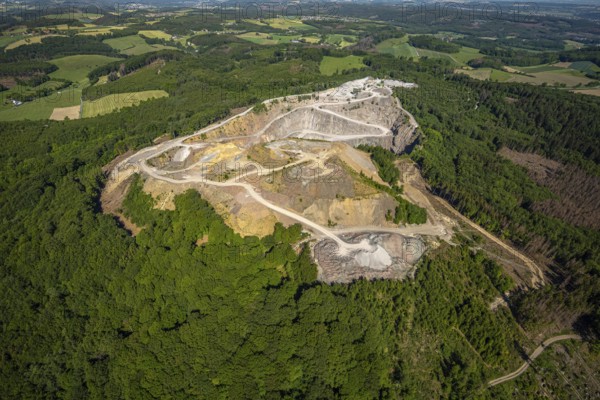Aerial photo, Heinrich Ebel GmbH quarry, Effenberg plant, Arnsberg, Sauerland, Hochsauerlandkreis, North Rhine-Westphalia, Germany, DE, Europe, aerial photo, aerial photography, aerial photography, quarry, overview, bird's-eye view, overview