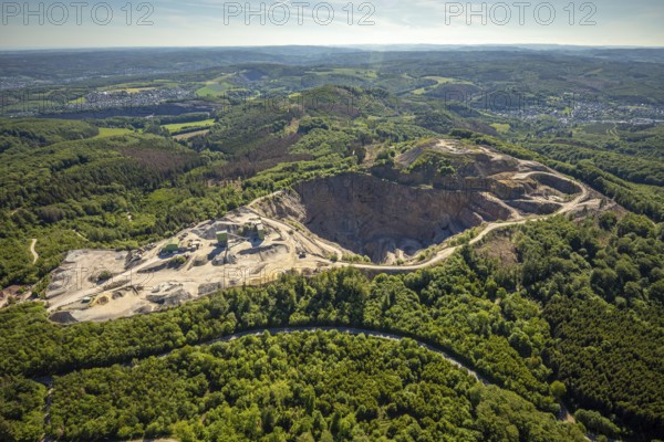 Aerial photo, Heinrich Ebel GmbH quarry, Effenberg plant, Arnsberg, Sauerland, Hochsauerlandkreis, North Rhine-Westphalia, Germany, DE, Europe, aerial photo, aerial photography, aerial photography, quarry, overview, bird's-eye view, overview