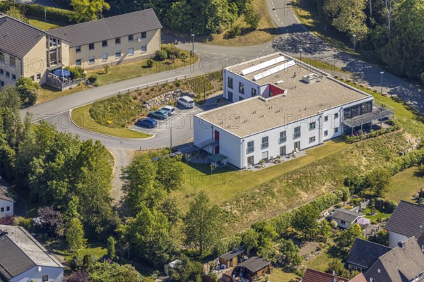 Aerial view, Caritas building, Marianhilerweg, Arnsberg, Sauerland, Hochsauerlandkreis, North Rhine-Westphalia, Germany, DE, Europe, aerial view, aerial photography, aerial photography, overview, bird's-eye view, birds-eyes view, overview