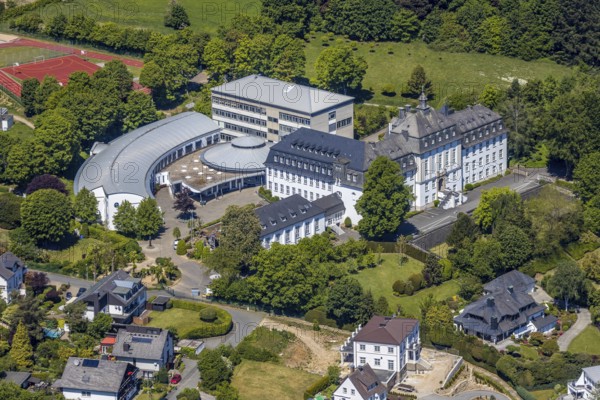 Aerial photo, St.-Ursula-Gymnasium, public school, Attendorn, Sauerland, North Rhine-Westphalia, Germany, education, educational institution, DE, Europe, grammar school, teaching institute, aerial photo, aerial photography, aerial photography, school, overview, bird's-eye view, birds-eyes view, overview