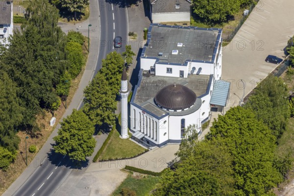 Aerial view, DITIB Attendorn Mosque and Cultural Centre, Attendorn, Sauerland, North Rhine-Westphalia, Germany, DE, Europe, cultural centre, Kölner Straße, aerial view, aerial photography, aerial photography, mosque, overview, bird's-eye view, overview