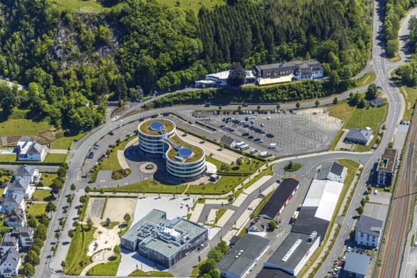 Aerial photo, HANSE HOTEL Attendorn, cave restaurant Himmelreich, Attendorn, Sauerland, North Rhine-Westphalia, Germany, DE, Europe, gastronomy, hotel, hotel facilities, hotel business, aerial photo, aerial photography, aerial photography, overview, bird's-eye view, overview