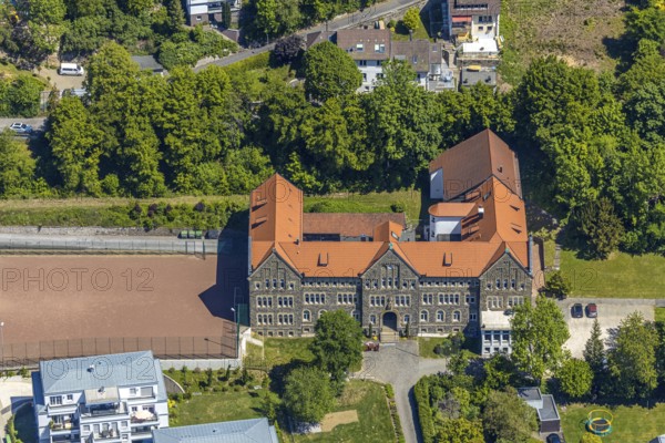 Aerial view, Collegium Bernardinum of the Archbishop's Boarding School for Boys, Attendorn, Sauerland, North Rhine-Westphalia, Germany, education, educational institution, DE, Europe, educational institute, aerial view, aerial photography, aerial photography, public school, school, overview, bird's eye view, birds-eyes view, overview