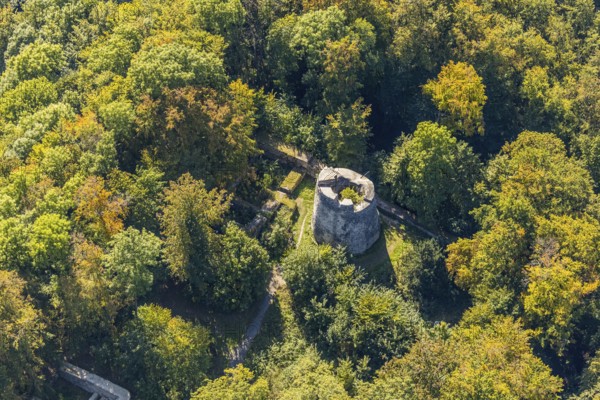 Aerial photo, Iburg, ruin, Bad Driburg, Ostwestfalen-Lippe, North Rhine-Westphalia, Germany, castle, DE, Europe, aerial photo, aerial photography, aerial photography, OLWBUCH, OWL, OWL-Buch, Ostwestfalen, overview, bird's-eye view, birds-eyes view, overview