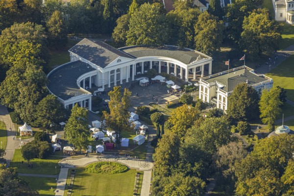 Aerial view, Bad Oeynhausen State Spa, Wandelhalle, Bad Oeynhausen, East Westphalia-Lippe, North Rhine-Westphalia, Germany, DE, Europe, Im Kurgarten, culture, art, spa gardens, aerial view, aerial photography, aerial photography, OLWBUCH, OWL, OWL-Buch, East Westphalia, overview, events, venue, event location, bird's-eye view, birds-eyes view, cultural use, overview