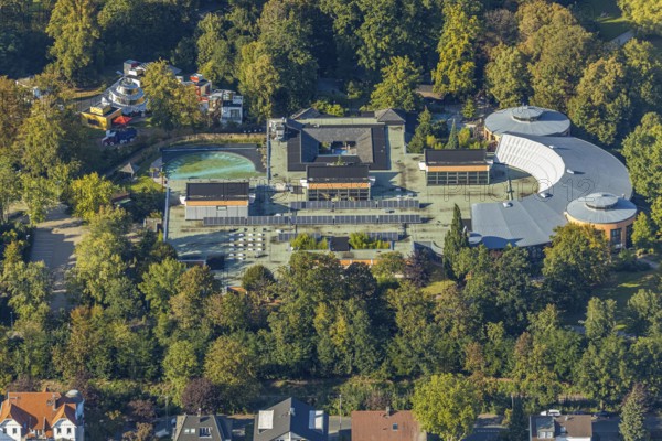 Aerial view, Bad Oeynhausen state spa, Bali Therme, Bad Oeynhausen, Ostwestfalen-Lippe, North Rhine-Westphalia, Germany, DE, Europe, Im Kurgarten, spa garden, aerial view, aerial photography, aerial photography, OLWBUCH, OWL, OWL-Buch, Ostwestfalen, spa, thermal bath, Therme, overview, bird's-eye view, wellness, birds-eyes view, overview