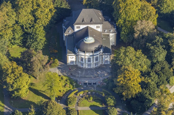 Aerial view, Bad Oeynhausen State Spa, Theatre in the Park, Bad Oeynhausen, East Westphalia-Lippe, North Rhine-Westphalia, Germany, DE, Europe, Im Kurgarten, culture, art, spa gardens, aerial view, aerial photography, aerial photography, OLWBUCH, OWL, OWL-Buch, East Westphalia, park, play, theatre, overview, events, venue, event location, bird's-eye view, birds-eyes view, cultural use, overview