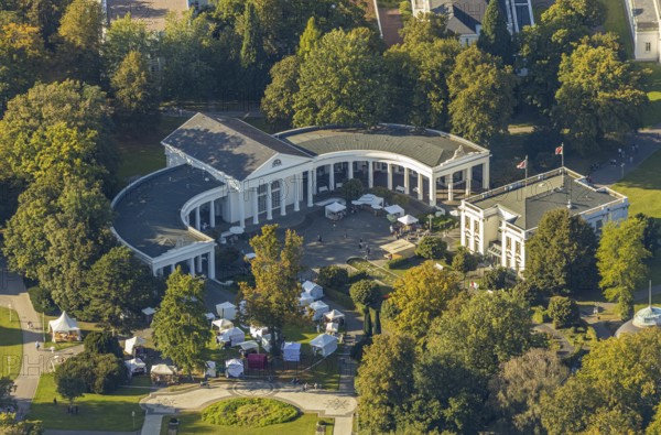 Aerial view, Bad Oeynhausen State Spa, Wandelhalle, Bad Oeynhausen, East Westphalia-Lippe, North Rhine-Westphalia, Germany, DE, Europe, Im Kurgarten, culture, art, spa gardens, aerial view, aerial photography, aerial photography, OLWBUCH, OWL, OWL-Buch, East Westphalia, overview, events, venue, event location, bird's-eye view, birds-eyes view, cultural use, overview