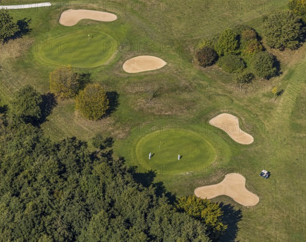 Aerial photo, golf course, Bad Driburger Golfclub, Bad Driburg, Ostwestfalen-Lippe, North Rhine-Westphalia, Germany, DE, Europe, golf, golf course, golf club, aerial photography, aerial photography, OLWBUCH, OWL, OWL-Buch, Ostwestfalen, sport, overview, bird's-eye view, overview