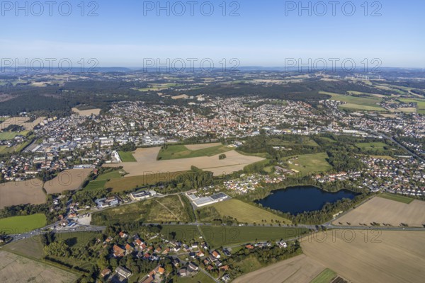 Aerial view, Werler See, local view, Bad Salzuflen, Ostwestfalen-Lippe, North Rhine-Westphalia, Germany, DE, Europe, distant view, property tax, real estate, aerial view, aerial photography, aerial photography, OLWBUCH, OWL, OWL-Buch, Ostwestfalen, overview, bird's-eye view, housing estate, living and living, residential area, residential buildings, quality of living, residential neighbourhood, housing estate, birds-eyes view, overview