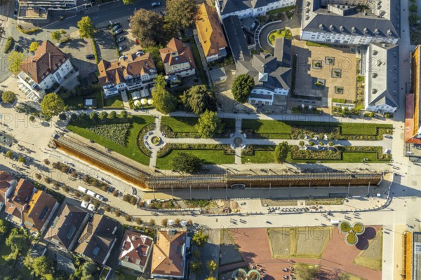 Aerial photo, graduation works Bad Salzuflen, rose garden, Bad Salzuflen, East Westphalia-Lippe, North Rhine-Westphalia, Germany, DE, Europe, graduation works, aerial photo, aerial photography, aerial photography, OLWBUCH, OWL, OWL-Buch, East Westphalia, Parkstraße, thermal bath, overview, bird's-eye view, overview