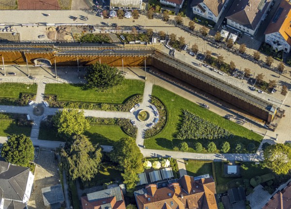 Aerial photo, graduation works Bad Salzuflen, rose garden, Bad Salzuflen, East Westphalia-Lippe, North Rhine-Westphalia, Germany, DE, Europe, graduation works, aerial photo, aerial photography, aerial photography, OLWBUCH, OWL, OWL-Buch, East Westphalia, Parkstraße, thermal bath, overview, bird's-eye view, overview