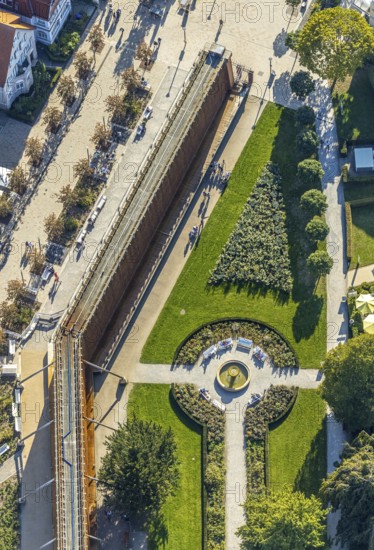 Aerial photo, graduation works Bad Salzuflen, rose garden, Bad Salzuflen, East Westphalia-Lippe, North Rhine-Westphalia, Germany, DE, Europe, graduation works, aerial photo, aerial photography, aerial photography, OLWBUCH, OWL, OWL-Buch, East Westphalia, Parkstraße, thermal bath, overview, bird's-eye view, overview