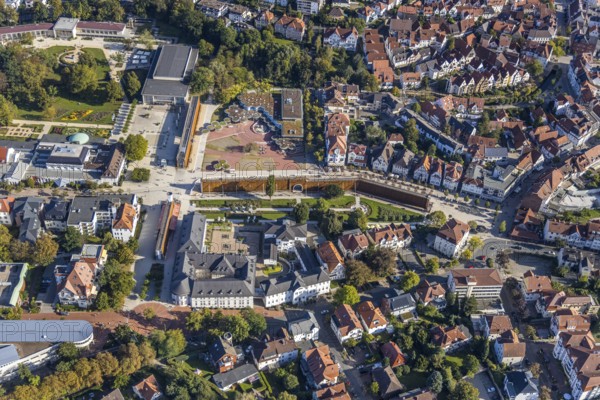 Aerial photo, graduation works Bad Salzuflen, rose garden, Bad Salzuflen, East Westphalia-Lippe, North Rhine-Westphalia, Germany, DE, Europe, graduation works, aerial photo, aerial photography, aerial photography, OLWBUCH, OWL, OWL-Buch, East Westphalia, Parkstraße, thermal bath, overview, bird's-eye view, overview