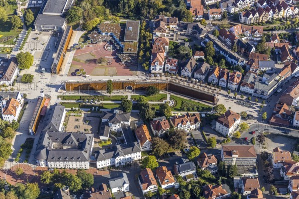 Aerial photo, graduation works Bad Salzuflen, rose garden, Bad Salzuflen, East Westphalia-Lippe, North Rhine-Westphalia, Germany, DE, Europe, graduation works, aerial photo, aerial photography, aerial photography, OLWBUCH, OWL, OWL-Buch, East Westphalia, Parkstraße, thermal bath, overview, bird's-eye view, overview