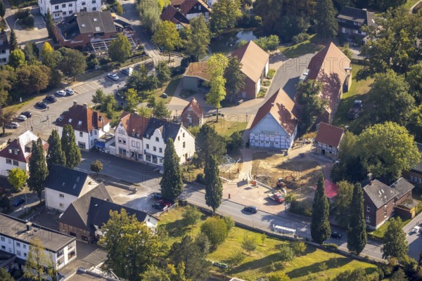 Aerial photograph, Westphalian Salt Worlds Museum, culture barn on Haulle farm, construction site, Sassendorf, Bad Sassendorf, Soest district, North Rhine-Westphalia, Germany, An der Rosenau, construction work, construction, construction area, construction site, building plots, construction project, DE, adventure museum, Europe, Kreis-Soest-Buch, KreisSoestBuch, culture, art, art museum, aerial photography, aerial photography, aerial photography, museum, overview, events, event location, event venue, bird's-eye view, birds-eyes view, cultural use, overview