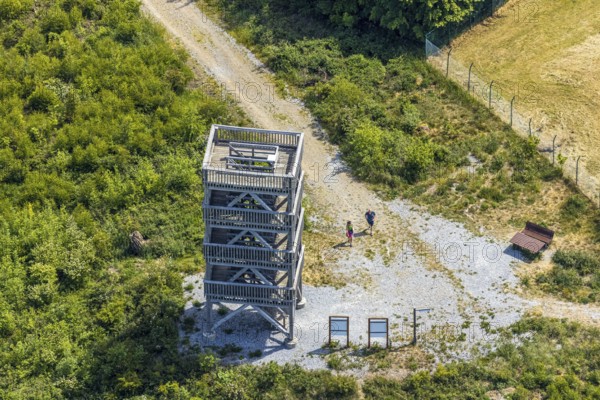 Aerial view, Ebberg observation tower, Balve, Sauerland, North Rhine-Westphalia, Germany, viewing platform, observation tower, DE, Europe, aerial view, aerial photography, aerial photography, tower, overview, bird's-eye view, overview