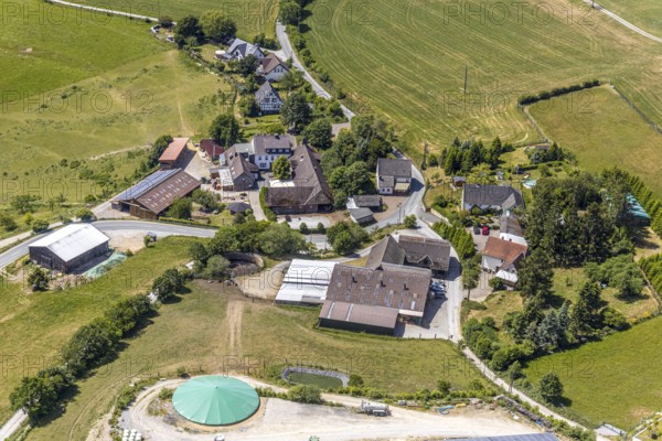 Aerial view, Schultenhof, Leveringhausen 1, Balve, Sauerland, North Rhine-Westphalia, Germany, farm, DE, Europe, agriculture, farm, farm business, aerial view, aerial photography, aerial photography, local recreation area, overview, farm holidays, bird's-eye view, meadows and fields, birds-eyes view, overview